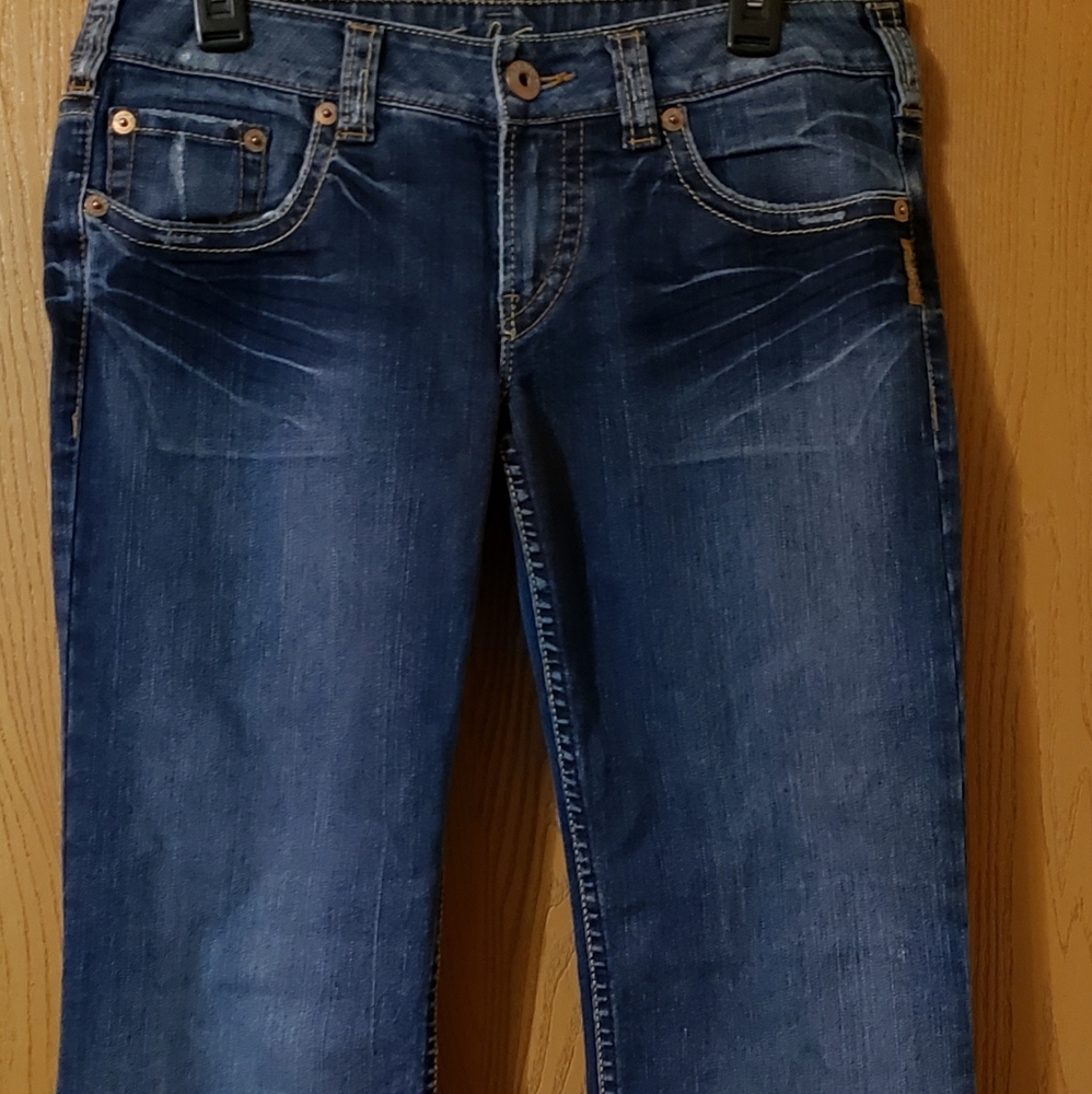 Silver Dark Wash Boot-Cut Pioneer Style Jeans